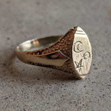 Load image into Gallery viewer, 14k Gold Celestial Signet Ring c. Turn of the Century