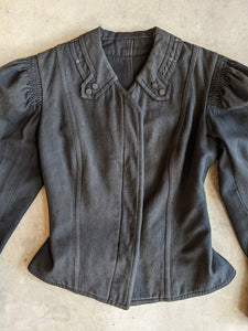 1900s Dark Grey Puff Sleeve Jacket