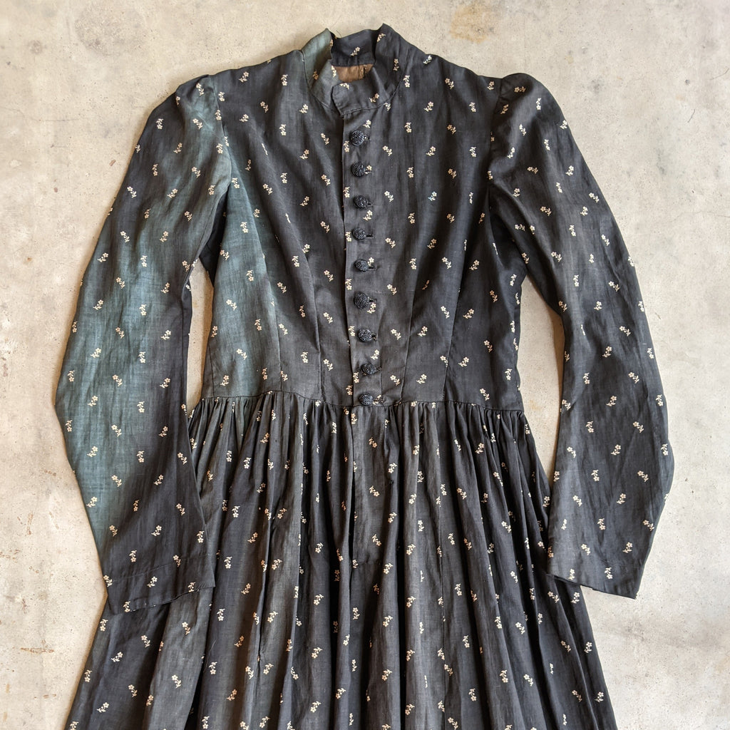 c. 1890s-1900s Dark Indigo Calico Dress – Witchy Vintage