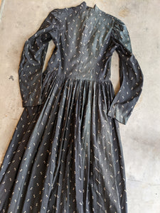 c. 1890s-1900s Dark Indigo Calico Dress