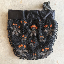 Load image into Gallery viewer, 1930s-1940s Orange + Black Beaded Purse