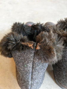 c. 1890s-1900s Felt + Fur Slippers