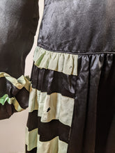 Load image into Gallery viewer, 1920s Black + Green Striped Silk Dress