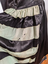 Load image into Gallery viewer, 1920s Black + Green Striped Silk Dress