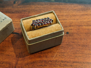 c. 1940s Bohemian Garnet Ring in Box