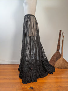 1900s Sheer Black Lace Skirt