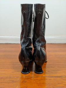 1920s Black Lace Up Boots | Approx Sz 6-6.5