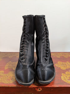 Early 1910s Side Button Silk Boots | Approx Sz 5