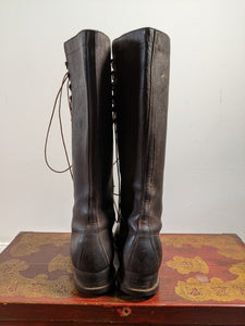 c. 1930s-1940s Tall Lace Up Logger Boots | Approx Sz 7