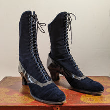 Load image into Gallery viewer, 1910s-1920s Blue Velveteen Boots | Approx Sz 7.5-8
