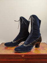 Load image into Gallery viewer, 1910s-1920s Blue Velveteen Boots | Approx Sz 7.5-8