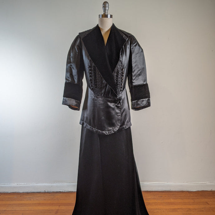 c. 1910s Black Silk Suit | Jacket + Skirt