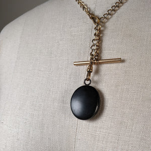 c. 1860s-80s Whitby Jet Locket on Chain