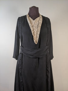 c. 1919-1920 Black Silk Dress