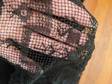 Load image into Gallery viewer, 1920s Sheer Black Chiffon + Lace Dress