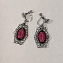 Load image into Gallery viewer, Art Deco Rhodium Plated Earrings