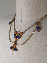Load image into Gallery viewer, Art Deco Blue Glass Stone Festoon Necklace