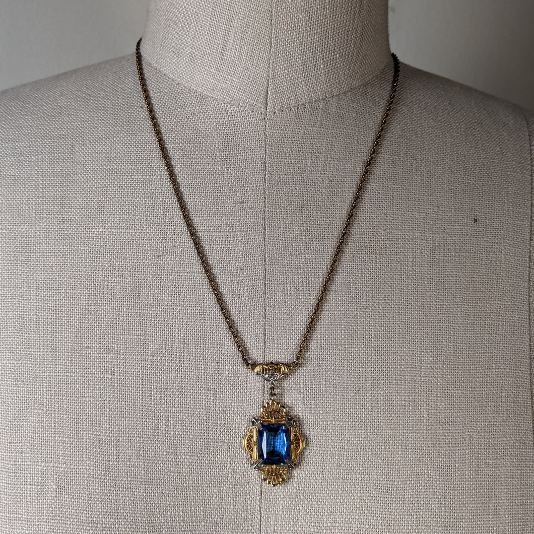 Art Deco Rhodium + Gold Plated Necklace