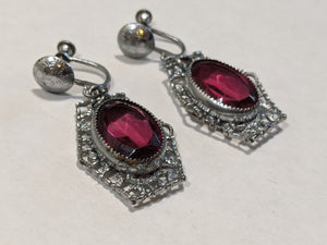 Art Deco Rhodium Plated Earrings