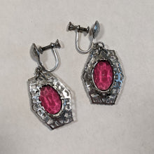 Load image into Gallery viewer, Art Deco Rhodium Plated Earrings