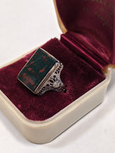 Load image into Gallery viewer, Abraham and Straus Art Deco 10k White Gold Bloodstone Ring | Sz 6.5