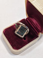 Load image into Gallery viewer, Abraham and Straus Art Deco 10k White Gold Bloodstone Ring | Sz 6.5