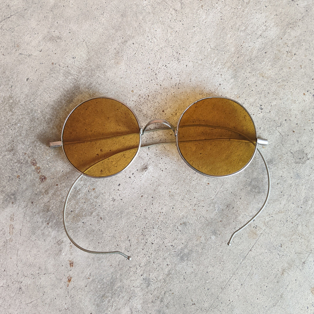 1910s-1920s Amber Tinted Willson Glasses in Case