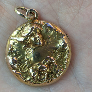 c. 1900s Art Nouveau 14k Gold Fairy Locket