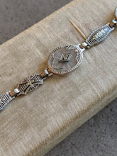 Load image into Gallery viewer, Art Deco White Gold Rock Crystal + Diamond Bracelet