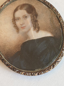 Early Victorian Hand Painted Portrait Pendant