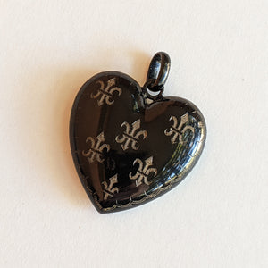 19th c. Black Enamel Heart Locket
