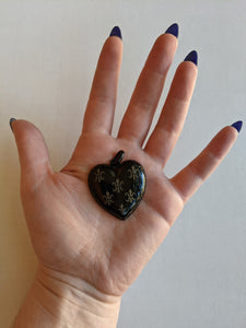 19th c. Black Enamel Heart Locket