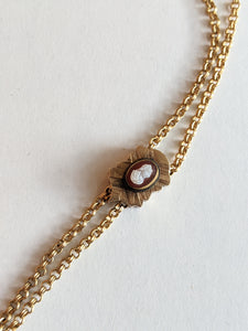 19th c. Gold Filled Rolo Chain w/ Cameo Slide