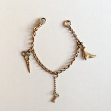 Load image into Gallery viewer, Gold Filled Charm Bracelet | Boot, Scissors, Key