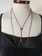Load image into Gallery viewer, 19th c. Gold Filled Long Guard Chain w/ Seed Pearl Slide