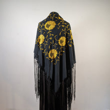 Load image into Gallery viewer, 1910s-1920s Black + Yellow Silk Piano Shawl