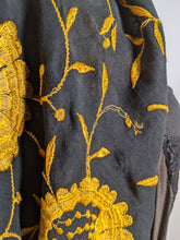 Load image into Gallery viewer, 1910s-1920s Black + Yellow Silk Piano Shawl