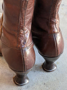 c. 1910s-1920s Brown Louis Heel Boots | Approx 6.5-7