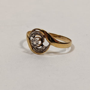 c. 1910s 18k Gold + Platinum Diamond Ring
