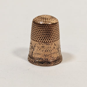 19th c. 14k Gold Engraved Thimble