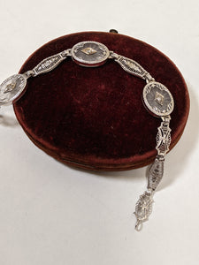 Art Deco White Gold Rock Crystal + Diamond Bracelet