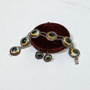 1890s-1900s Silver Operculum Bracelet + Earrings