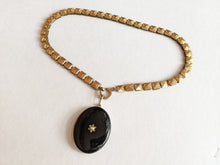 Load image into Gallery viewer, 19th c. 14k Gold Enamel Locket on Book Chain