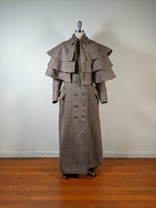 c. 1890s Tweed Coat w/ Capelet