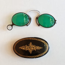 Load image into Gallery viewer, c. 1890s Green Tinted Folding Pince-Nez Glasses in Case