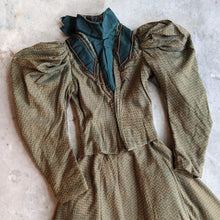 Load image into Gallery viewer, 1890s Green + Gold Dress | Includes extra fabric