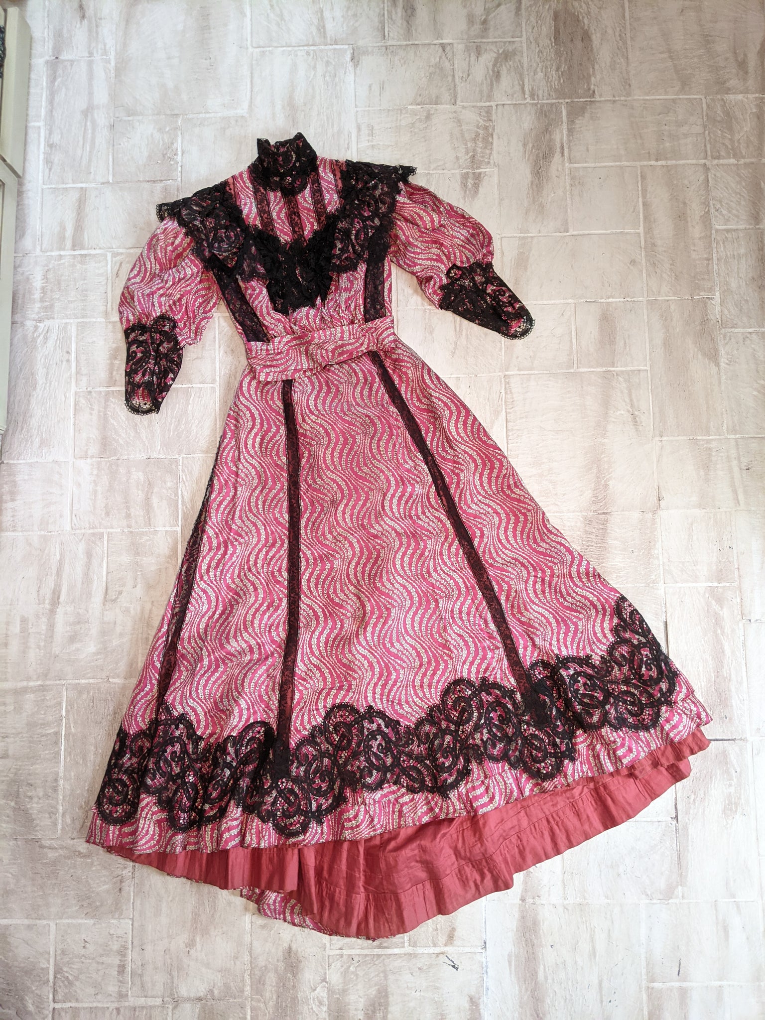 pink silk dress vintage Vintage Pink Silk Victorian Nightgown Bed Jacket Dress Selected by The Curatorial Dept