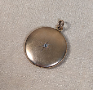 c. 1910s Gold Shell Diamond Star Locket