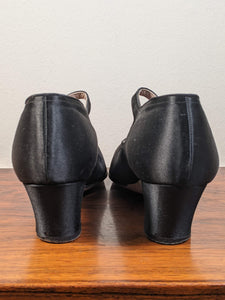 RESERVED | c. 1920s-1930s Black Satin Heels