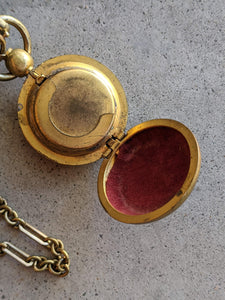 1890s-1900s Hand Painted Sovereign Case + Chain
